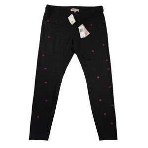 Philosophy Republic Clothing Leggings Pant Pull On Women's L Black Kiss Lips NWT